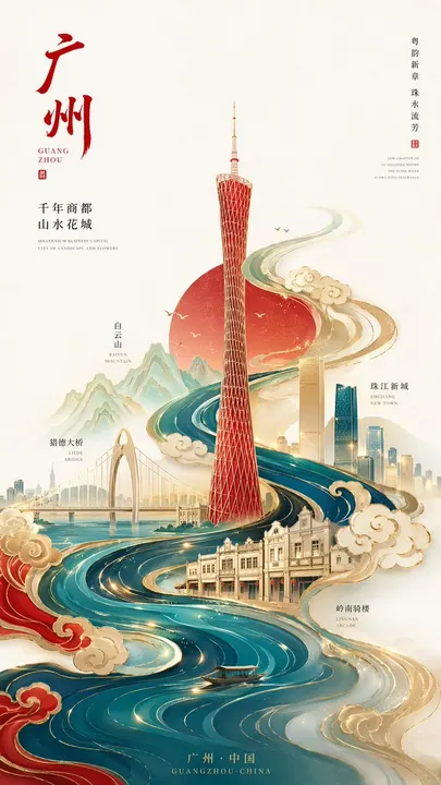 Minimal gilded tower poster — example composition
