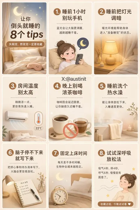 Nine-panel sleep guide — example composition