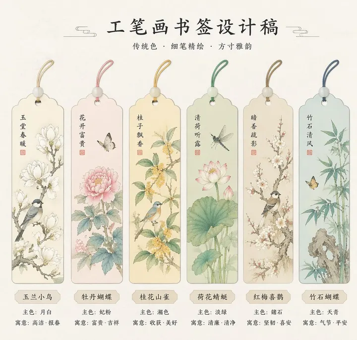 Classical botanical bookmark template example