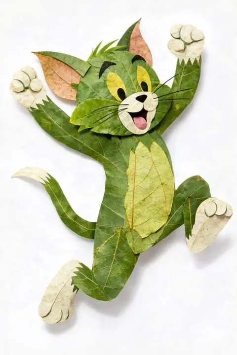 Leaf-collage character portrait template example