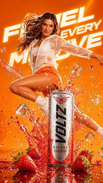 Strawberry energy drink advertisement template example