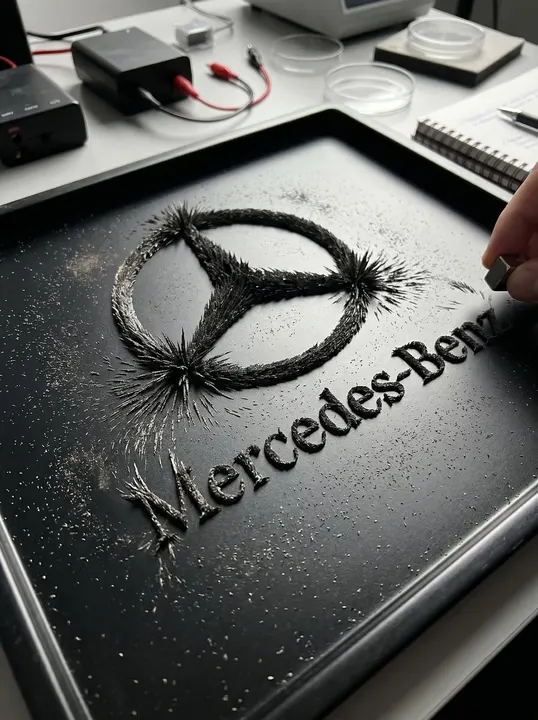 Magnetic iron-filing logo template example