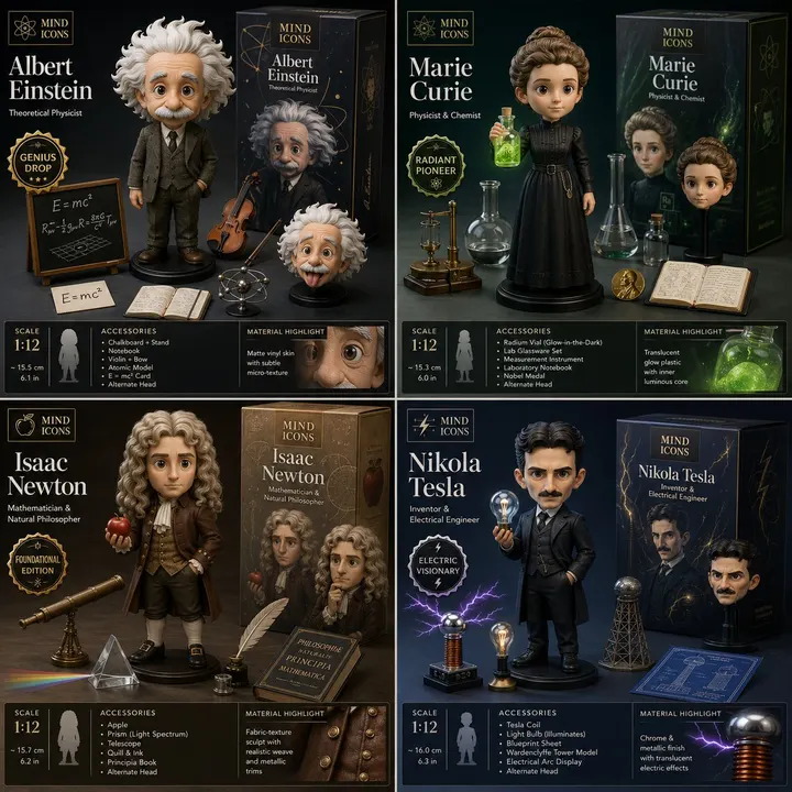 Scientist collectible toy launch board template example