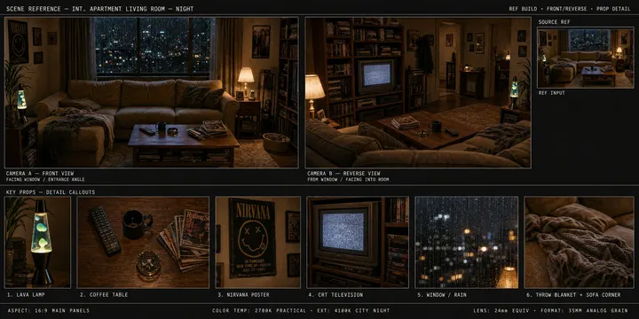 1990s apartment scene reference board template example