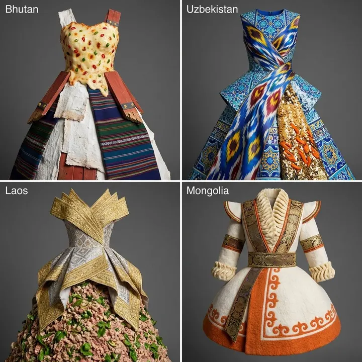 Four-country cultural fashion grid template example