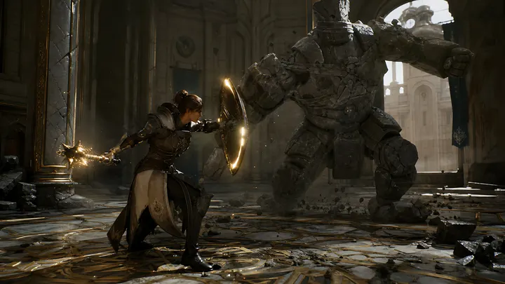 Knight and mage versus stone golem template example