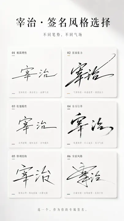 Signature style selection poster template example