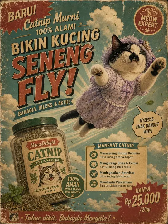 Vintage Indonesian catnip advertisement template example