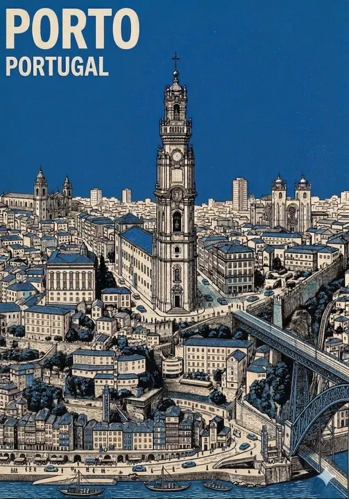 Medieval city travel poster template example