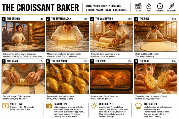 Croissant baking storyboard — example composition