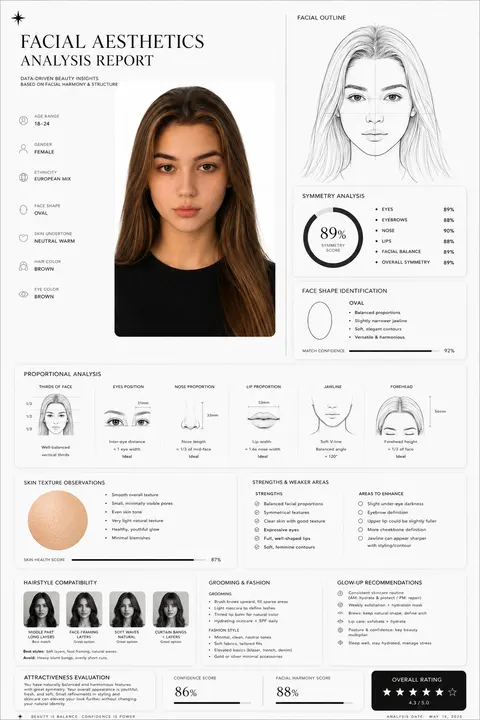 Facial aesthetics analysis report template example