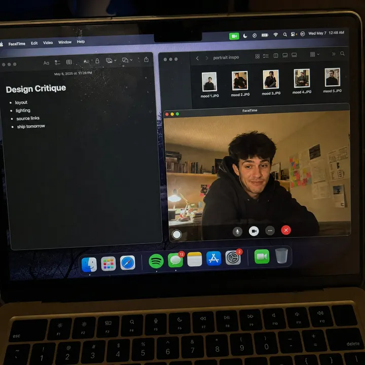 Phone photograph of a FaceTime screen template example
