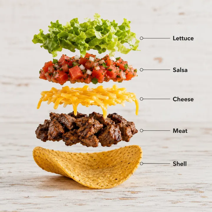 Exploded taco infographic — example composition