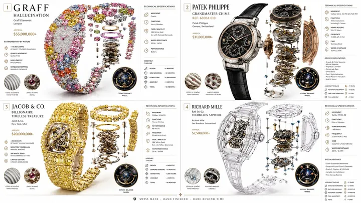Luxury mechanical watch technical atlas template example