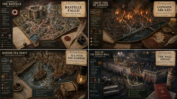 Historical event map sequence template example