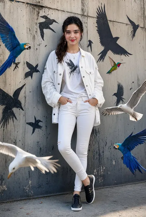 Urban birds street portrait template example