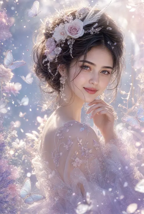Flower crown fantasy portrait — example composition