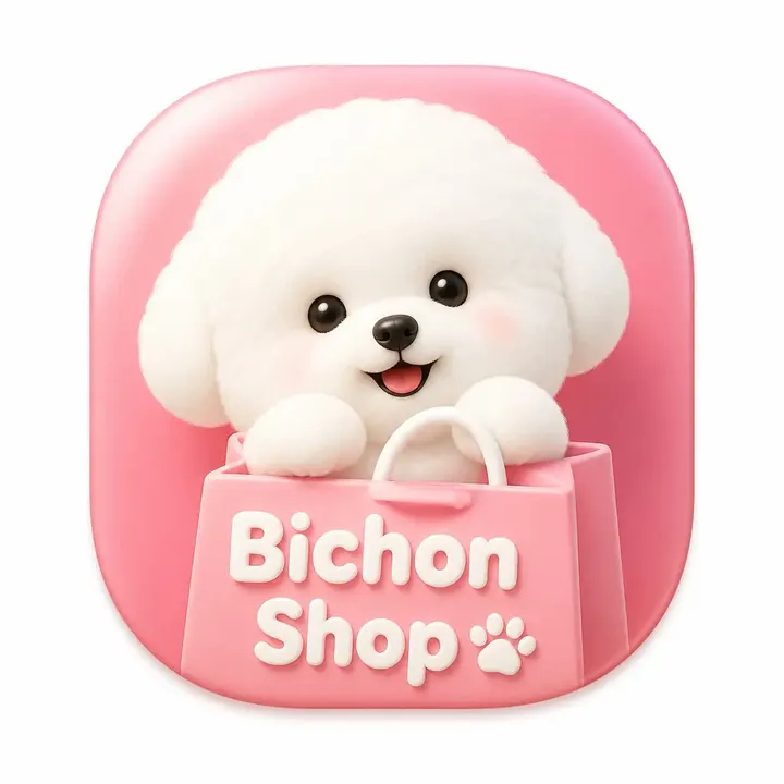 Bichon shop skeuomorphic app icon template example