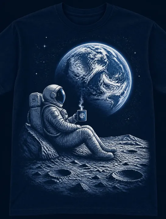Lunar astronaut T-shirt graphic template example