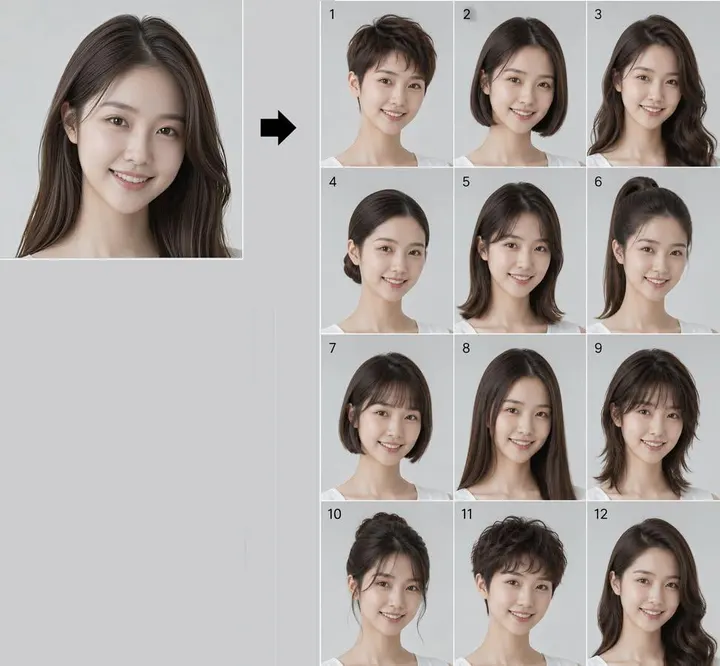 Twelve-hairstyle lookbook template example