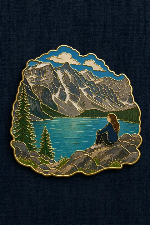 Travel souvenir enamel pin template example