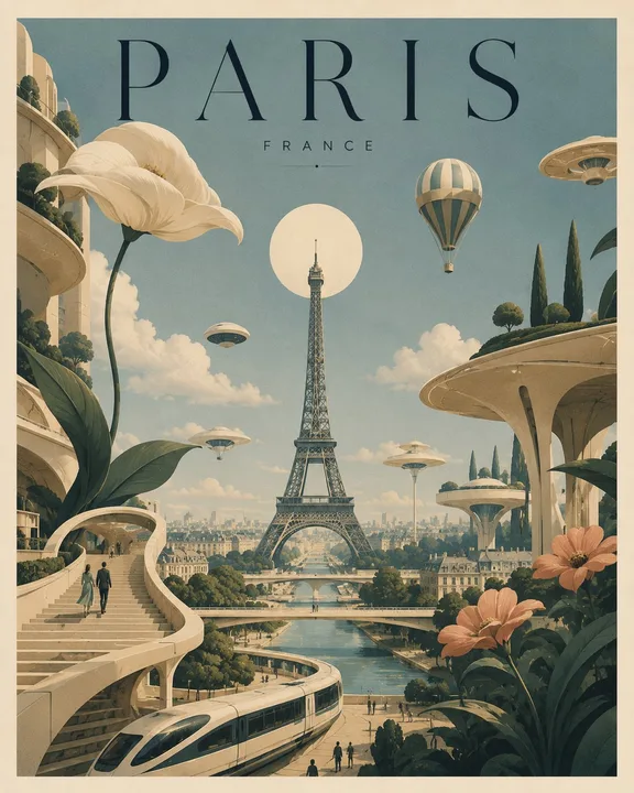 Surreal city poster template example