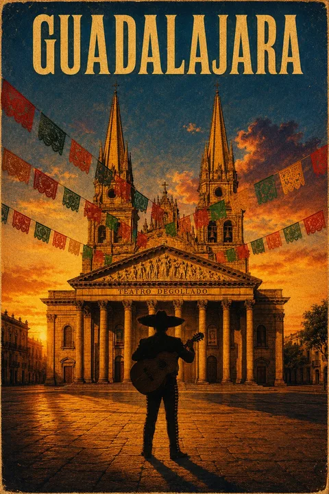 Vintage travel poster template example